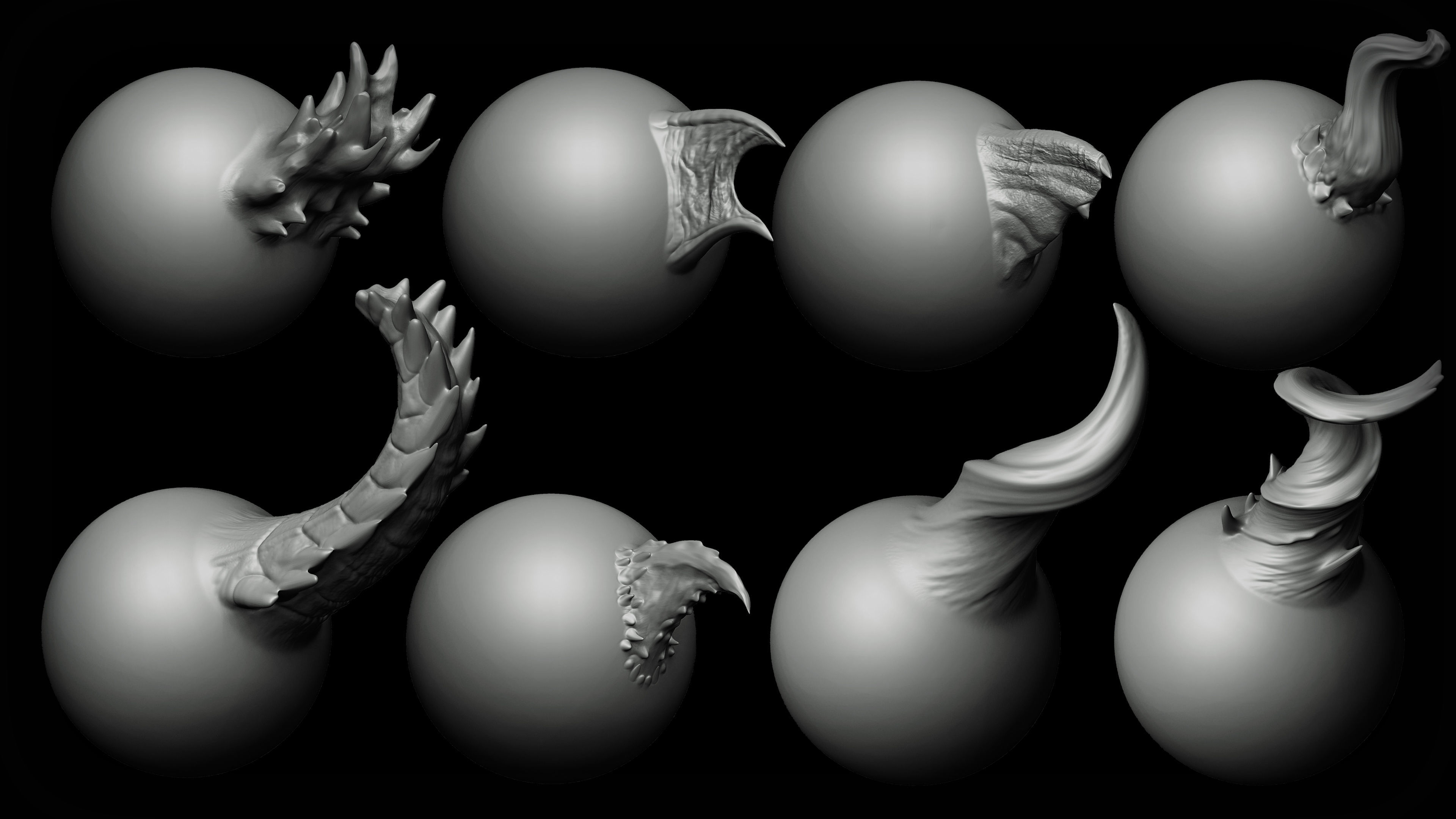 Zbrush and Blender - 40 Dragon VDM Brush Part 2 3D model_3