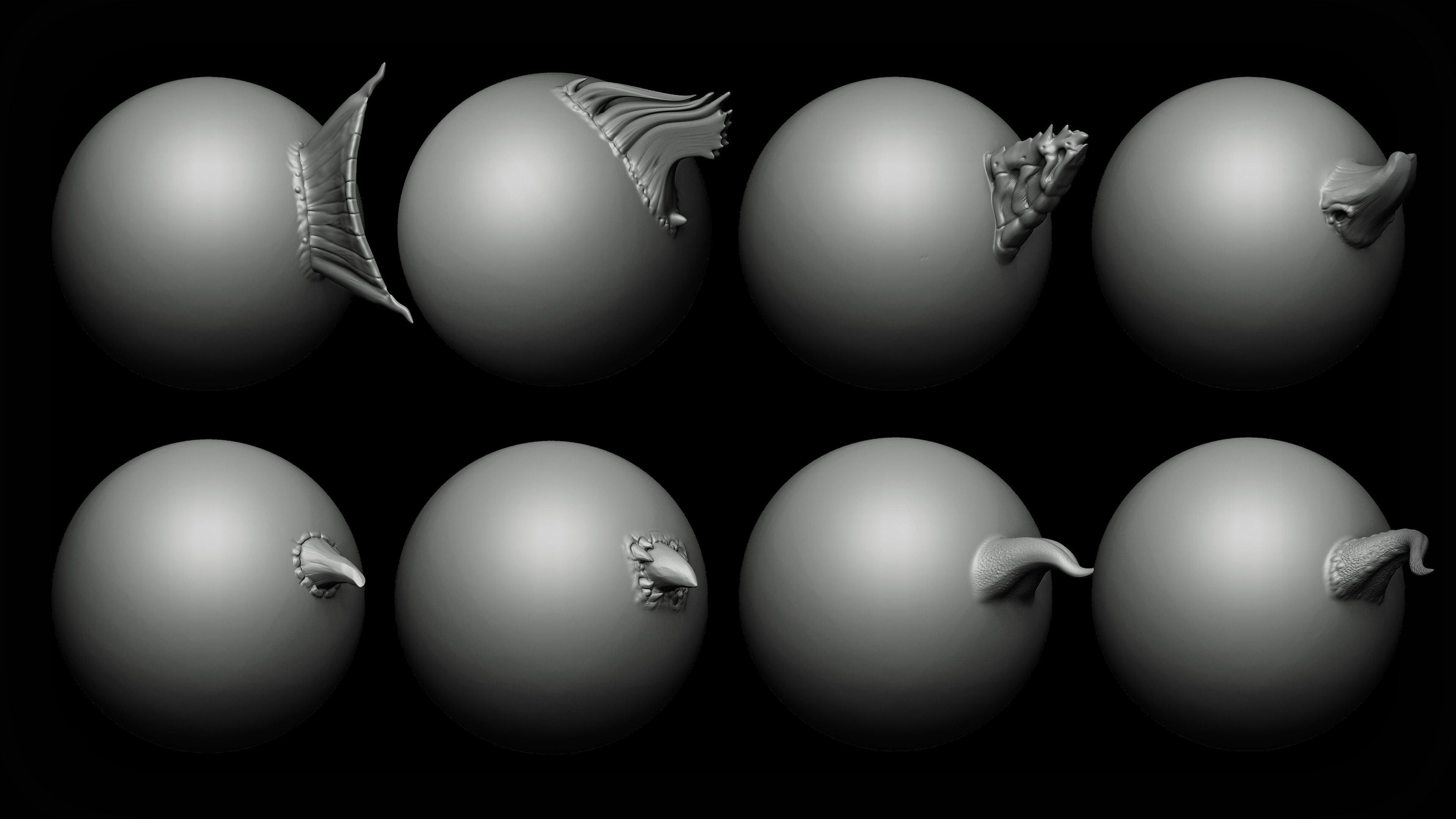 Zbrush and Blender - 40 Dragon VDM Brush Part 2 3D model_4