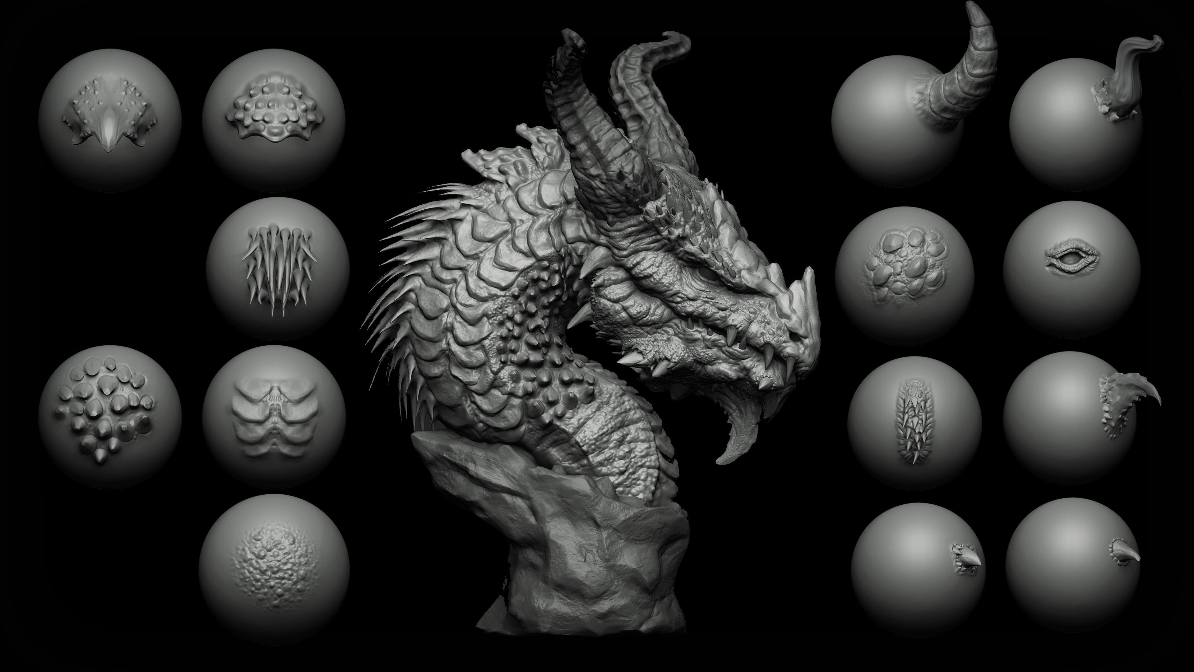 Zbrush and Blender - 40 Dragon VDM Brush Part 2 3D model_1