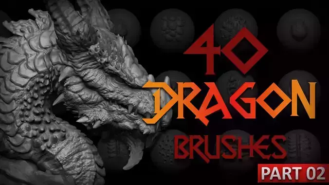 Zbrush and Blender - 40 Dragon VDM Brush Part 2 3D model