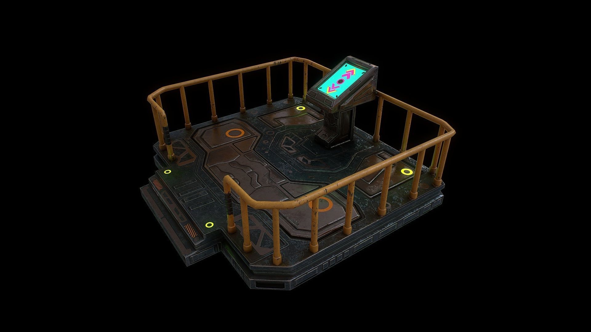 Low poly sci fi elevator environment asset Low-poly 3D model_1