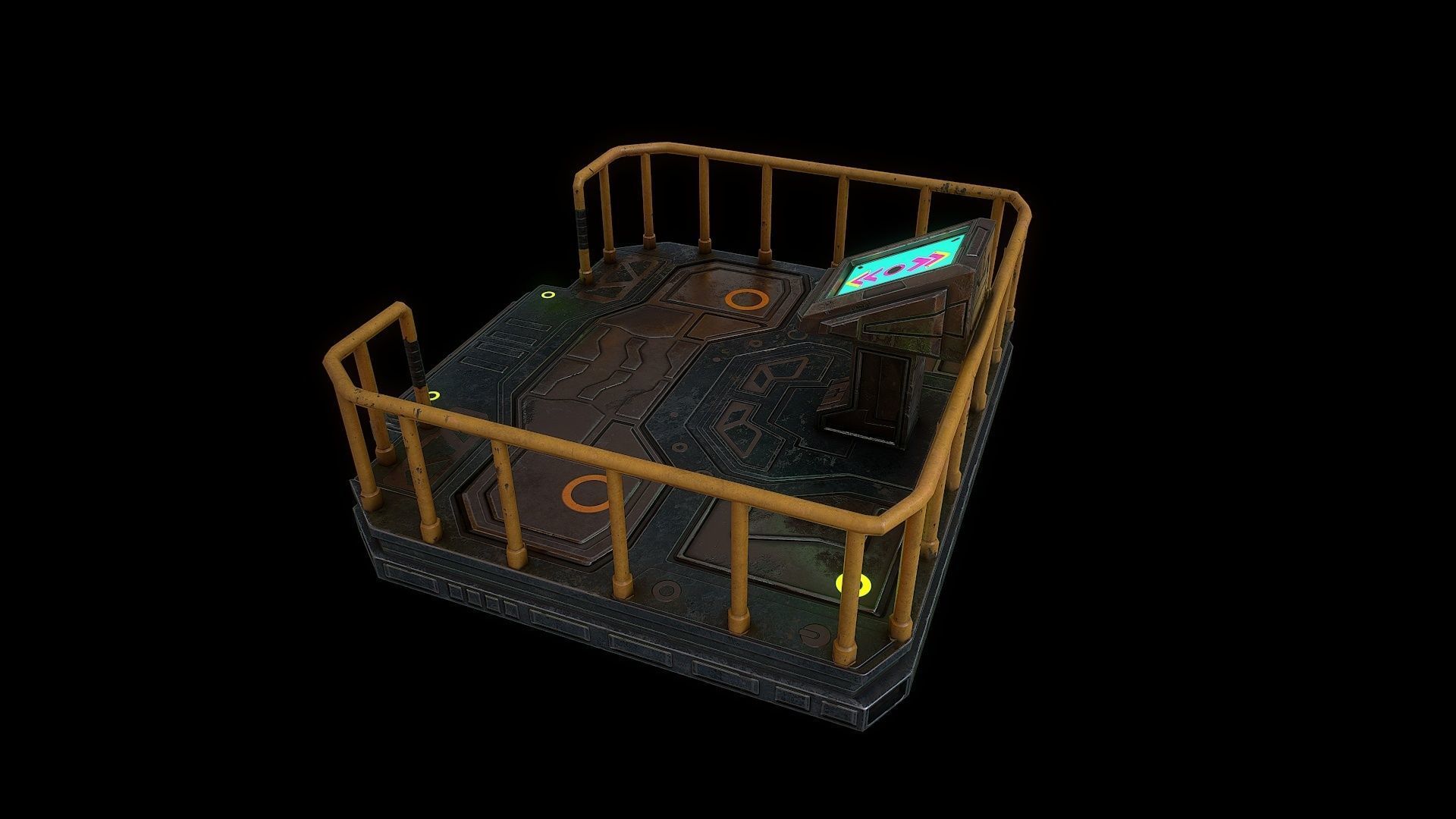 Low poly sci fi elevator environment asset Low-poly 3D model_2