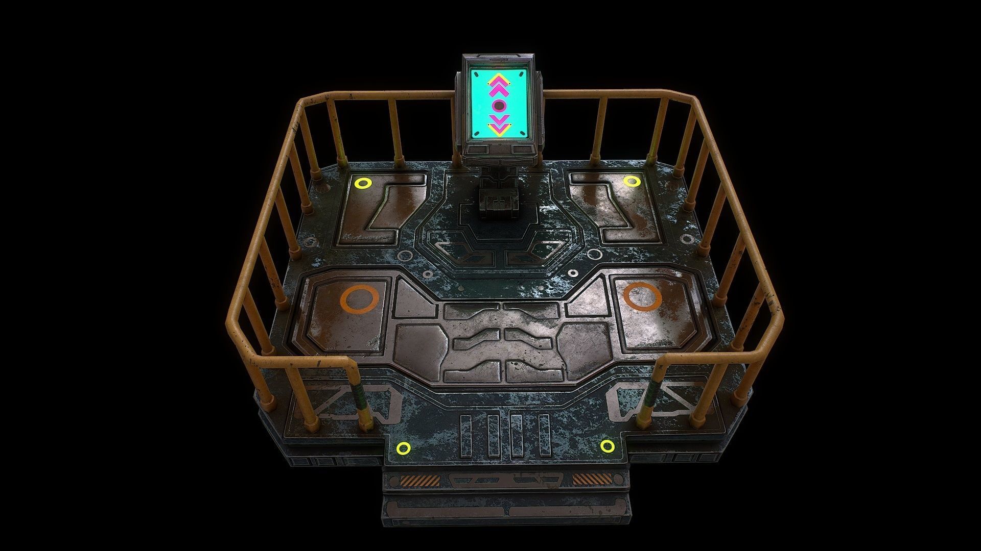 Low poly sci fi elevator environment asset Low-poly 3D model_7