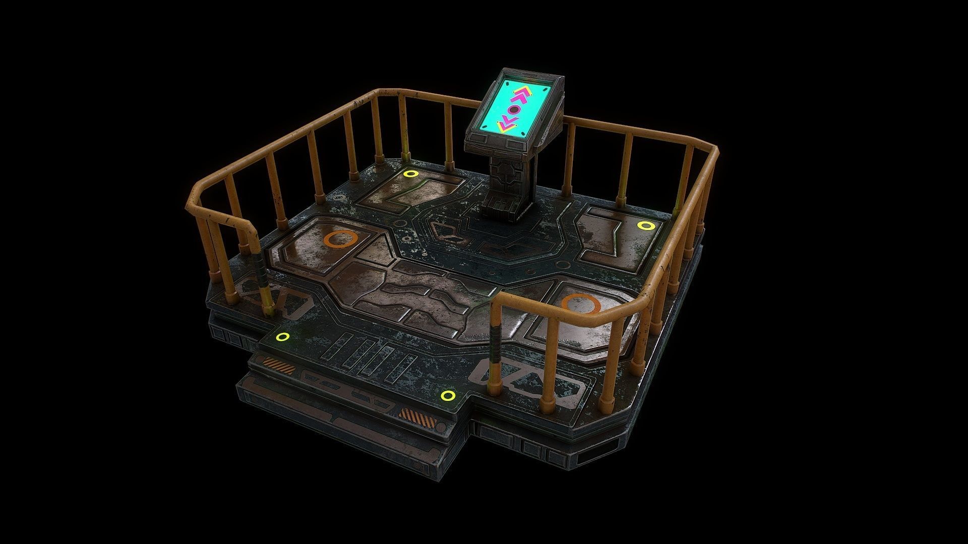 Low poly sci fi elevator environment asset Low-poly 3D model_0