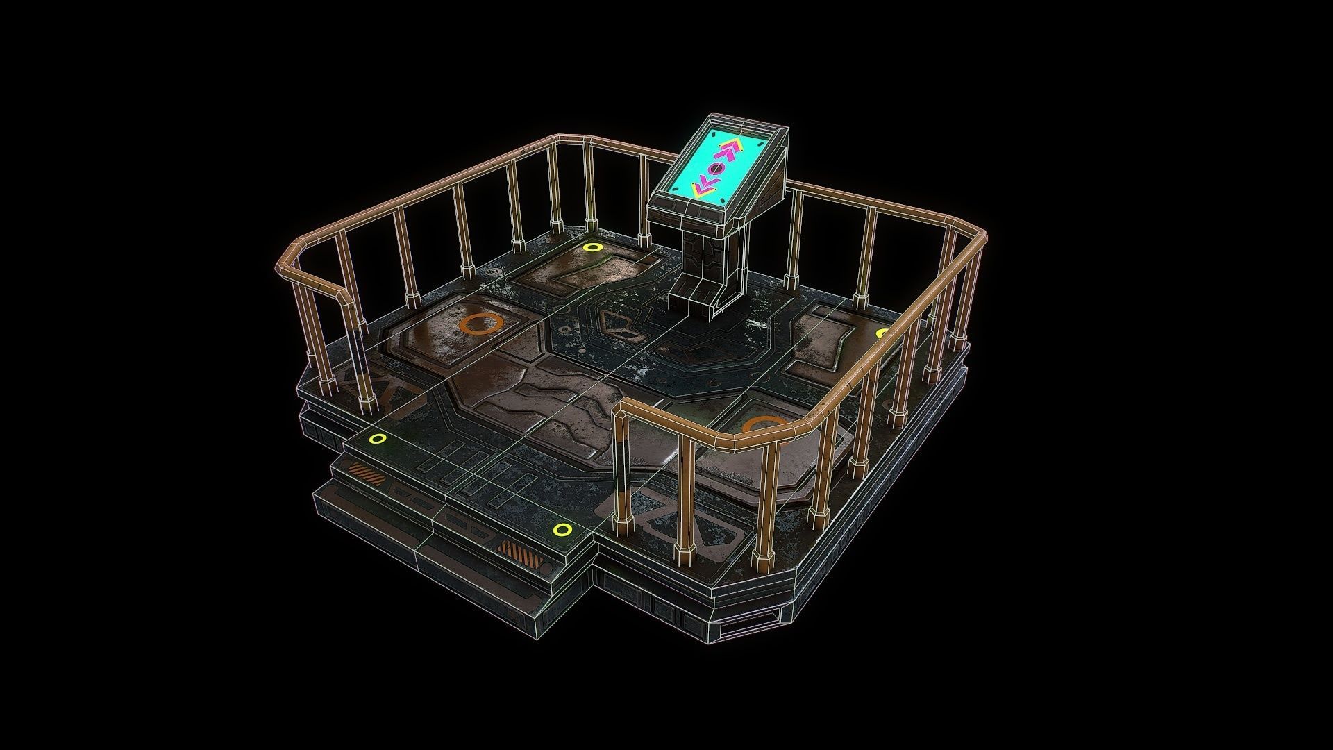 Low poly sci fi elevator environment asset Low-poly 3D model_10