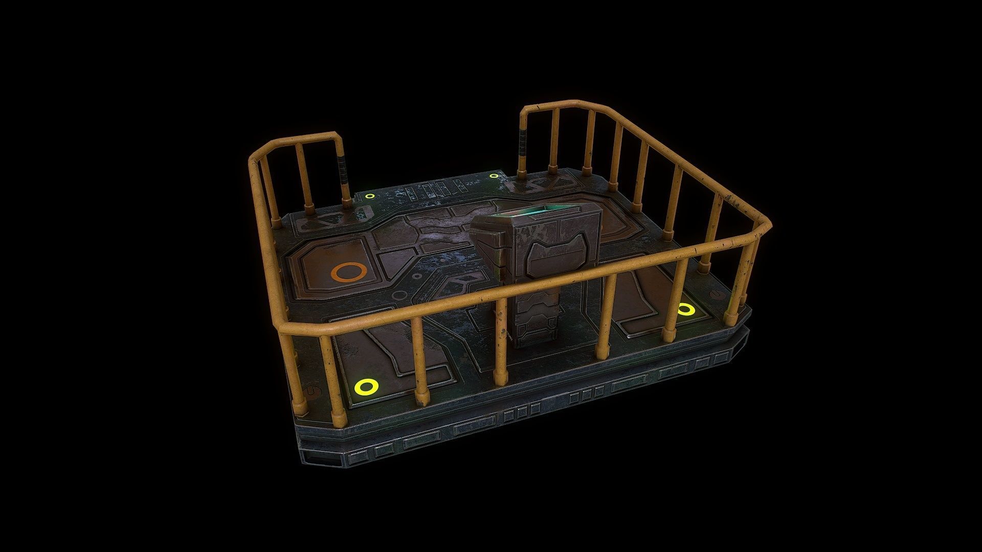 Low poly sci fi elevator environment asset Low-poly 3D model_3