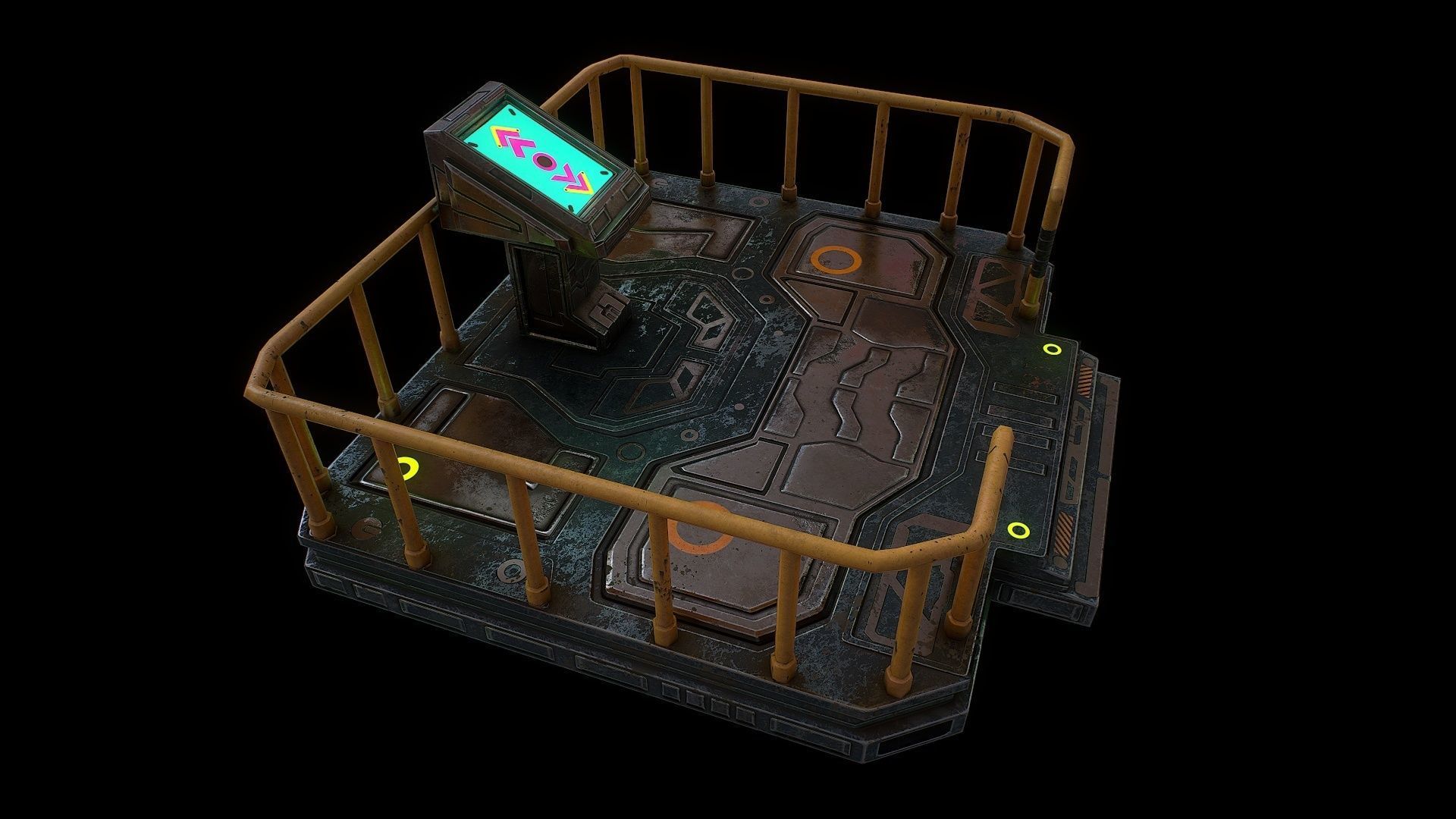 Low poly sci fi elevator environment asset Low-poly 3D model_6