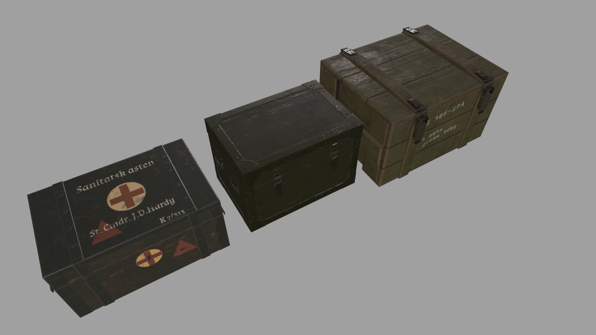 WWII Ammo Box Low-poly 3D model_3