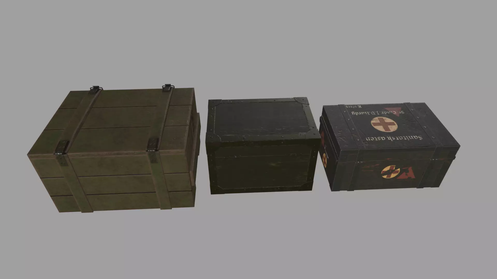 WWII Ammo Box Low-poly 3D model_0