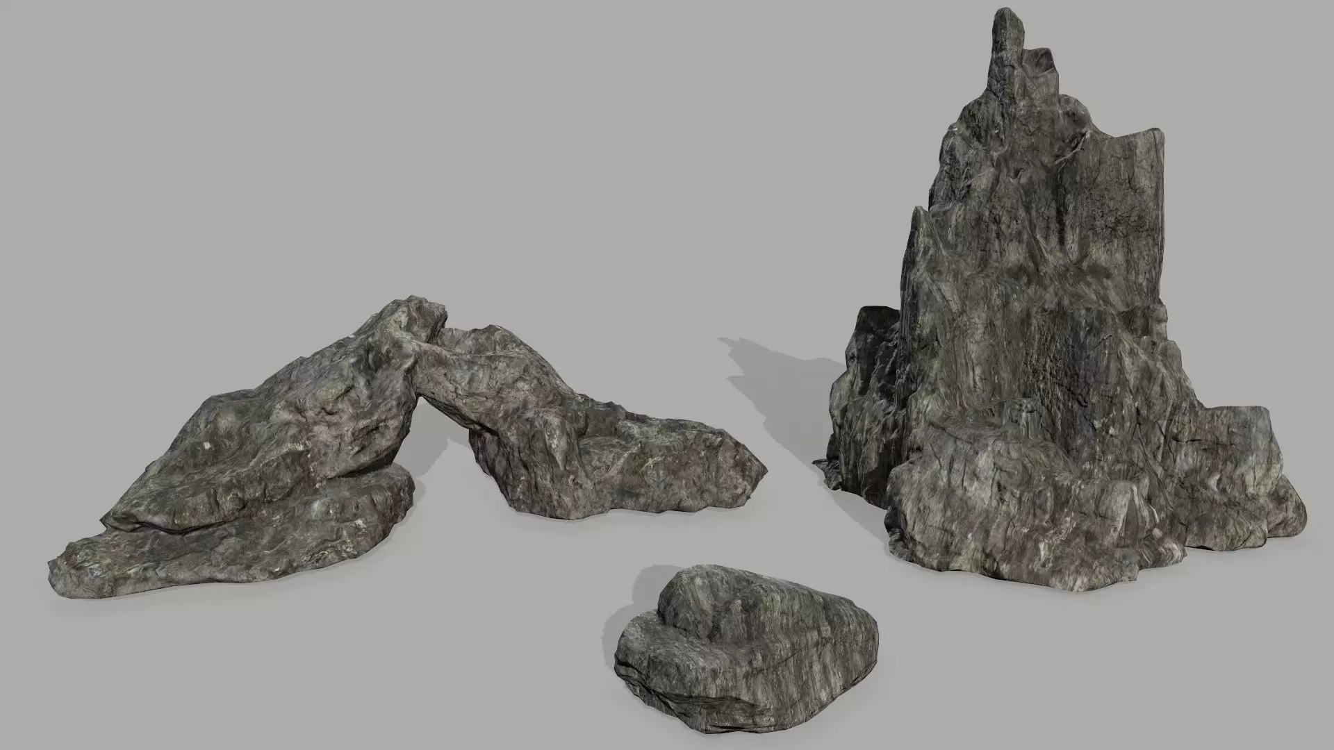 Rock set Low-poly 3D model_0