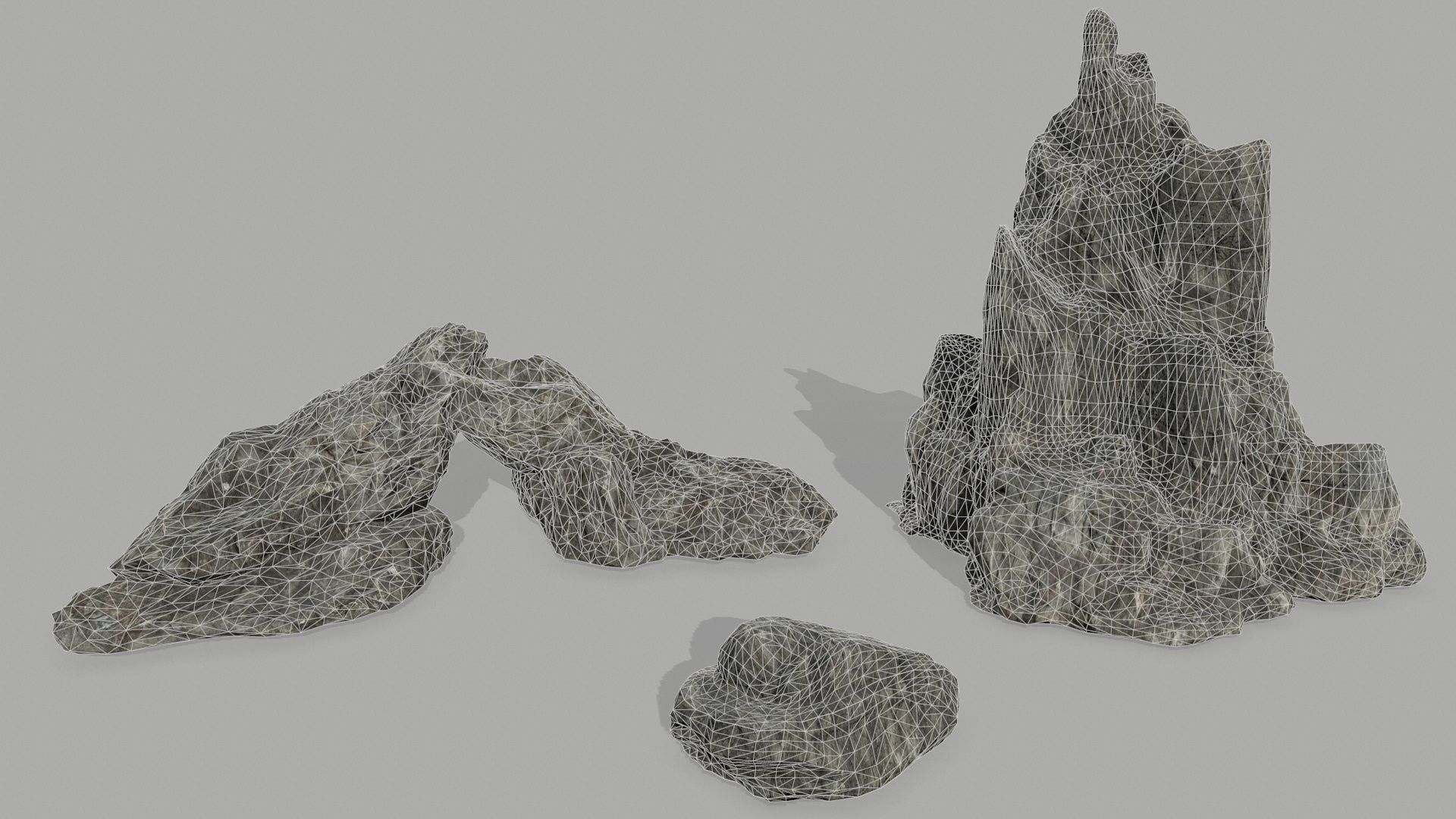 Rock set Low-poly 3D model_1