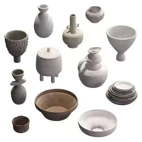 Pottery Set V1 - 12 models 3D model