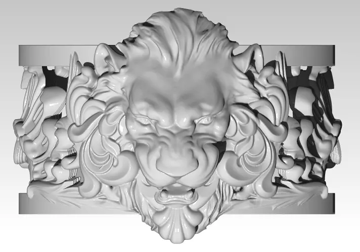 Jewelry Lion Ring Carved Pattern 3D print model_0