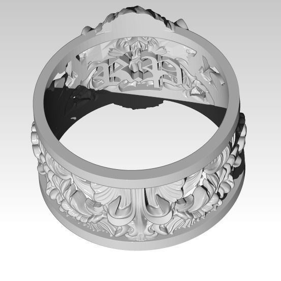 Jewelry Lion Ring Carved Pattern 3D print model_4