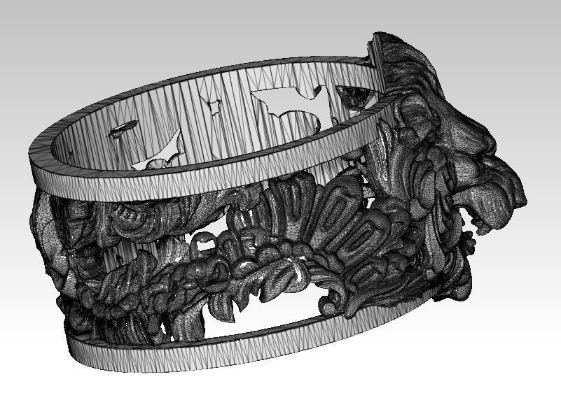 Jewelry Lion Ring Carved Pattern 3D print model_8