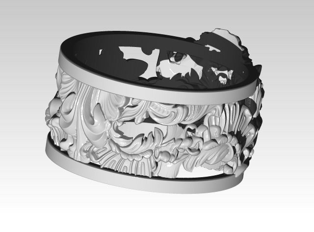 Jewelry Lion Ring Carved Pattern 3D print model_3