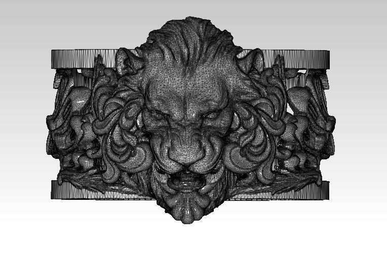 Jewelry Lion Ring Carved Pattern 3D print model_7