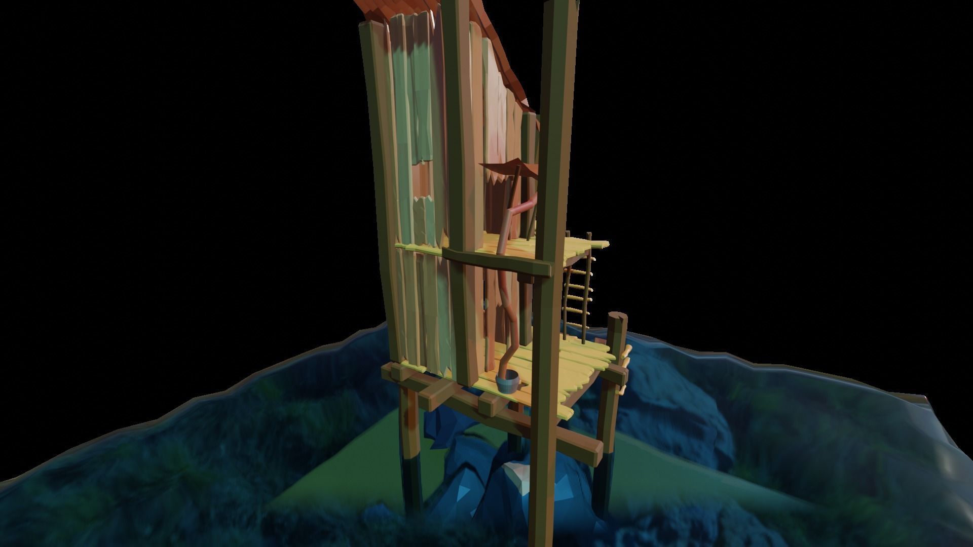 House on the water Low-poly 3D model_5