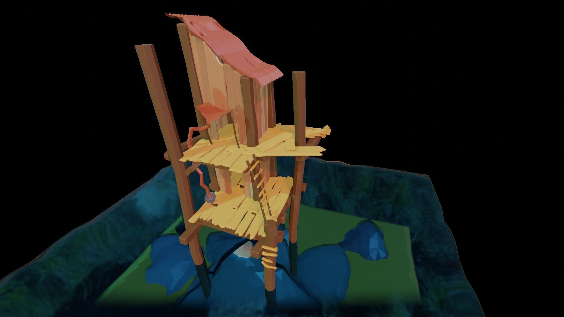 House on the water Low-poly 3D model_4