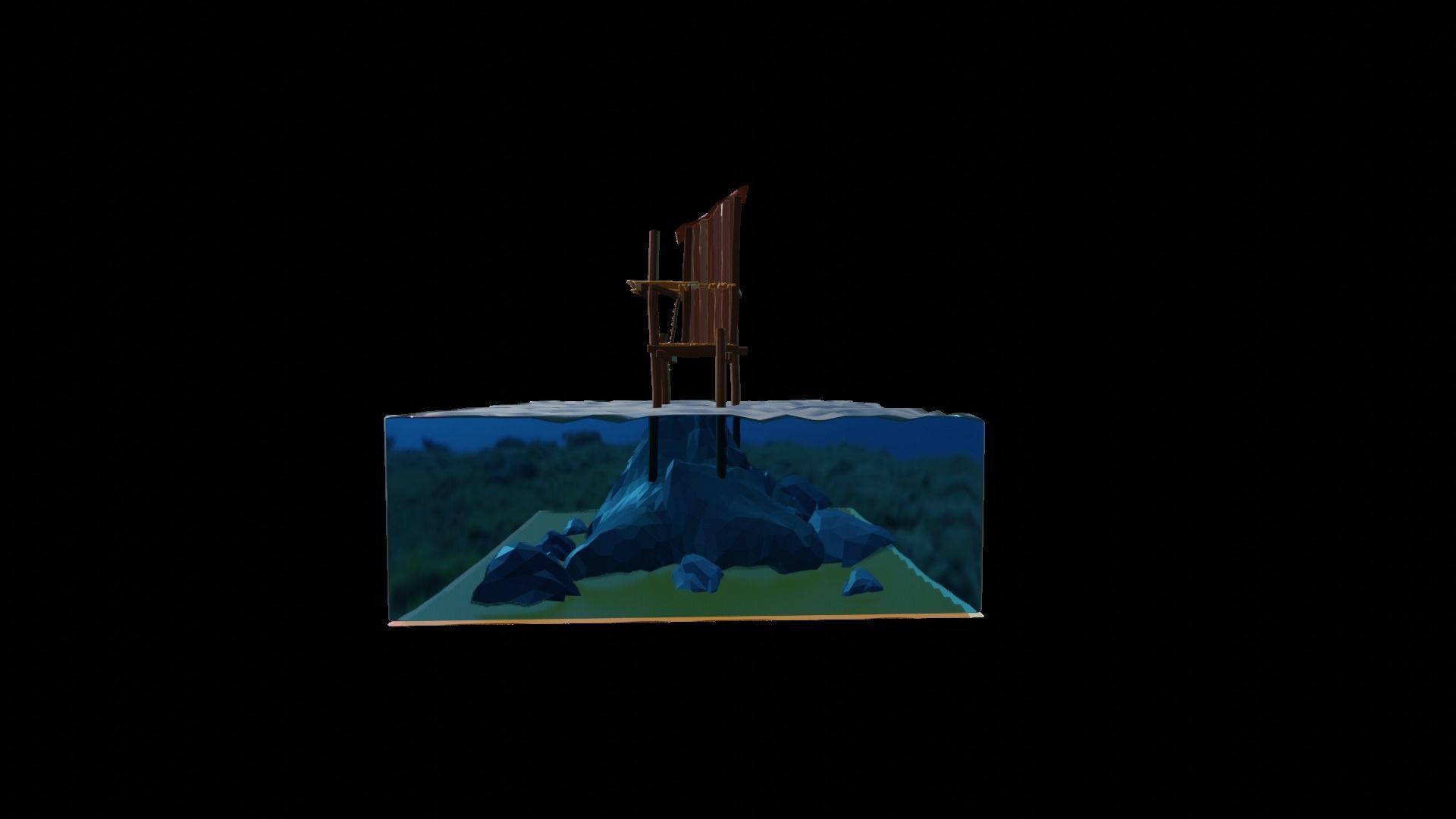 House on the water Low-poly 3D model_1