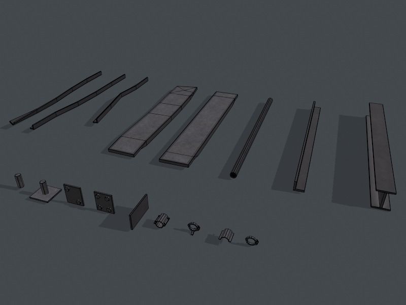 Modular Scaffolding Set Free low-poly 3D model_3