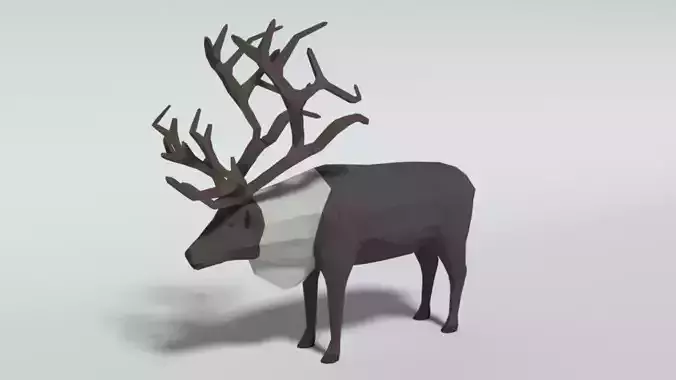 Low Poly Cartoon Reindeer  Low-poly 3D model