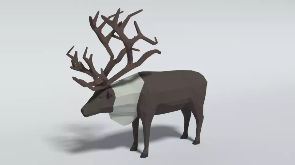 Low Poly Cartoon Reindeer Low-poly 3D model