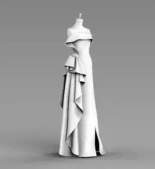 Beautiful evening dress obj Marvelous Designer with mannequin