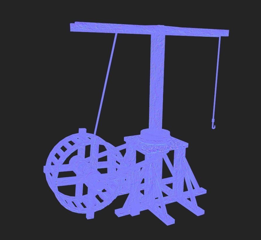 Medieval Treadwheel Crane Low-poly 3D model_16