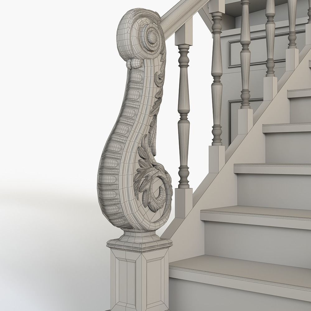 classical stairs 3D model_4