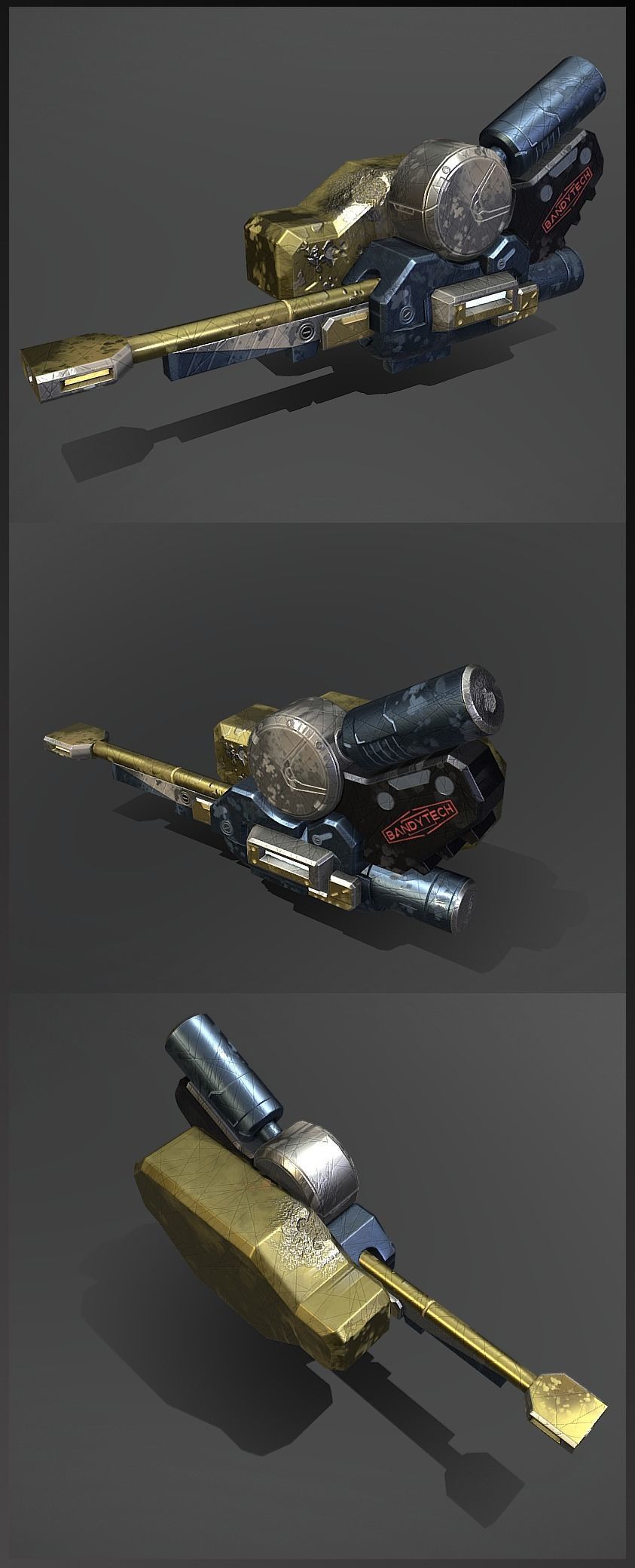 Heavy assault mecha cannon Low-poly 3D model