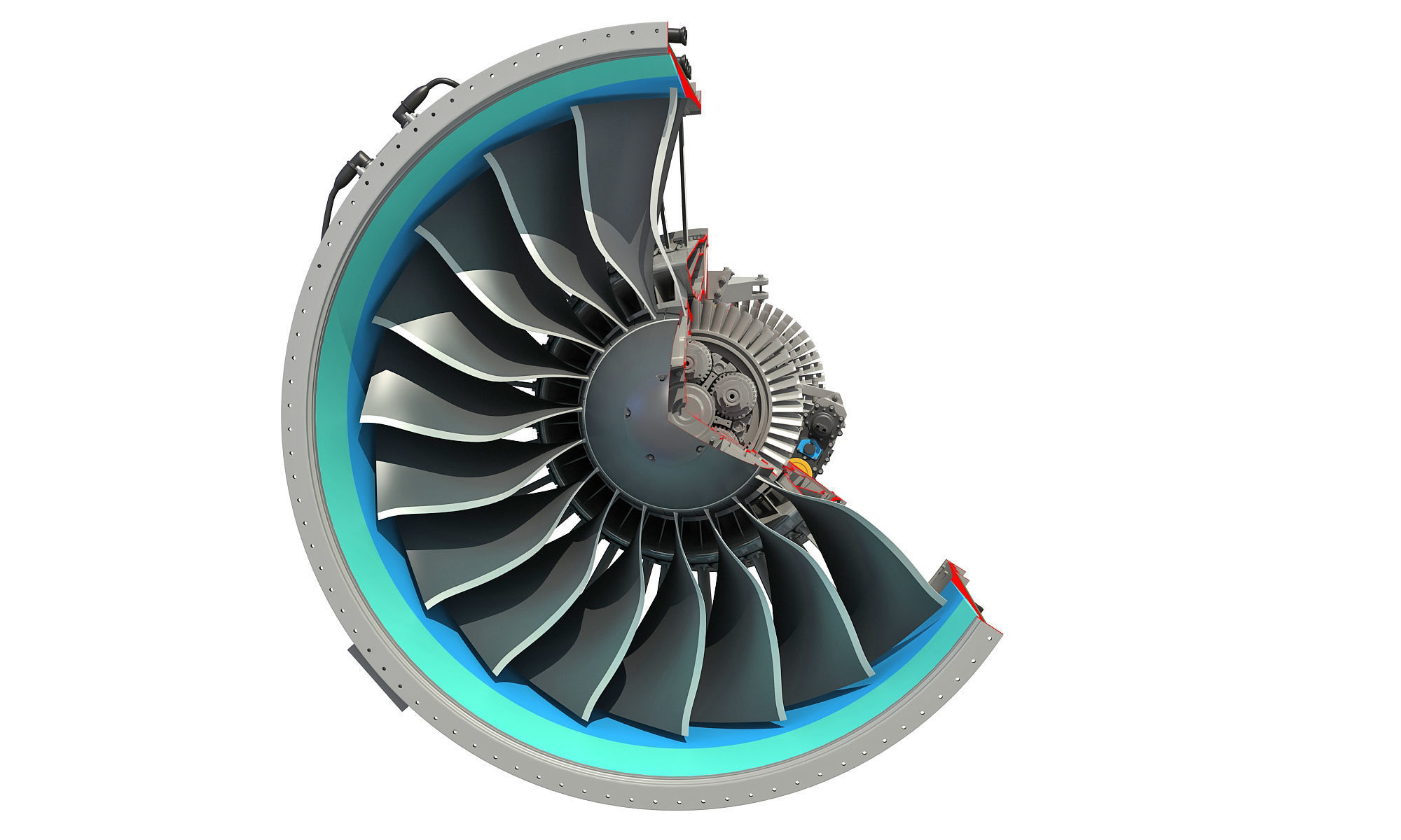GTF Cutaway Turbofan Engine 3D model_10