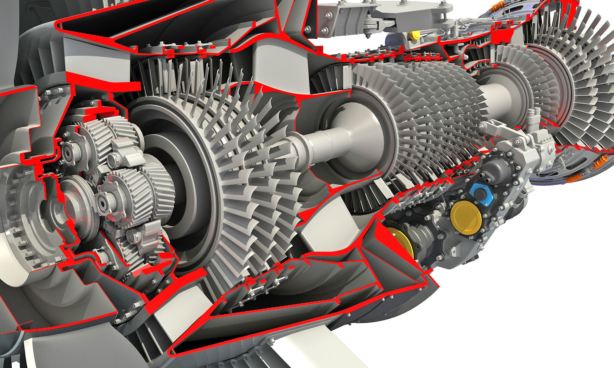 GTF Cutaway Turbofan Engine 3D model_13