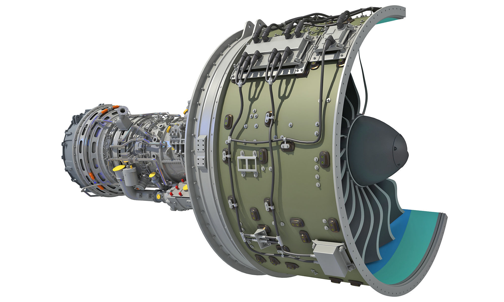 GTF Cutaway Turbofan Engine 3D model_9