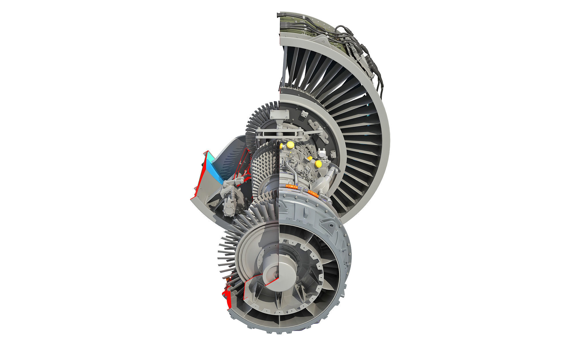 GTF Cutaway Turbofan Engine 3D model_4