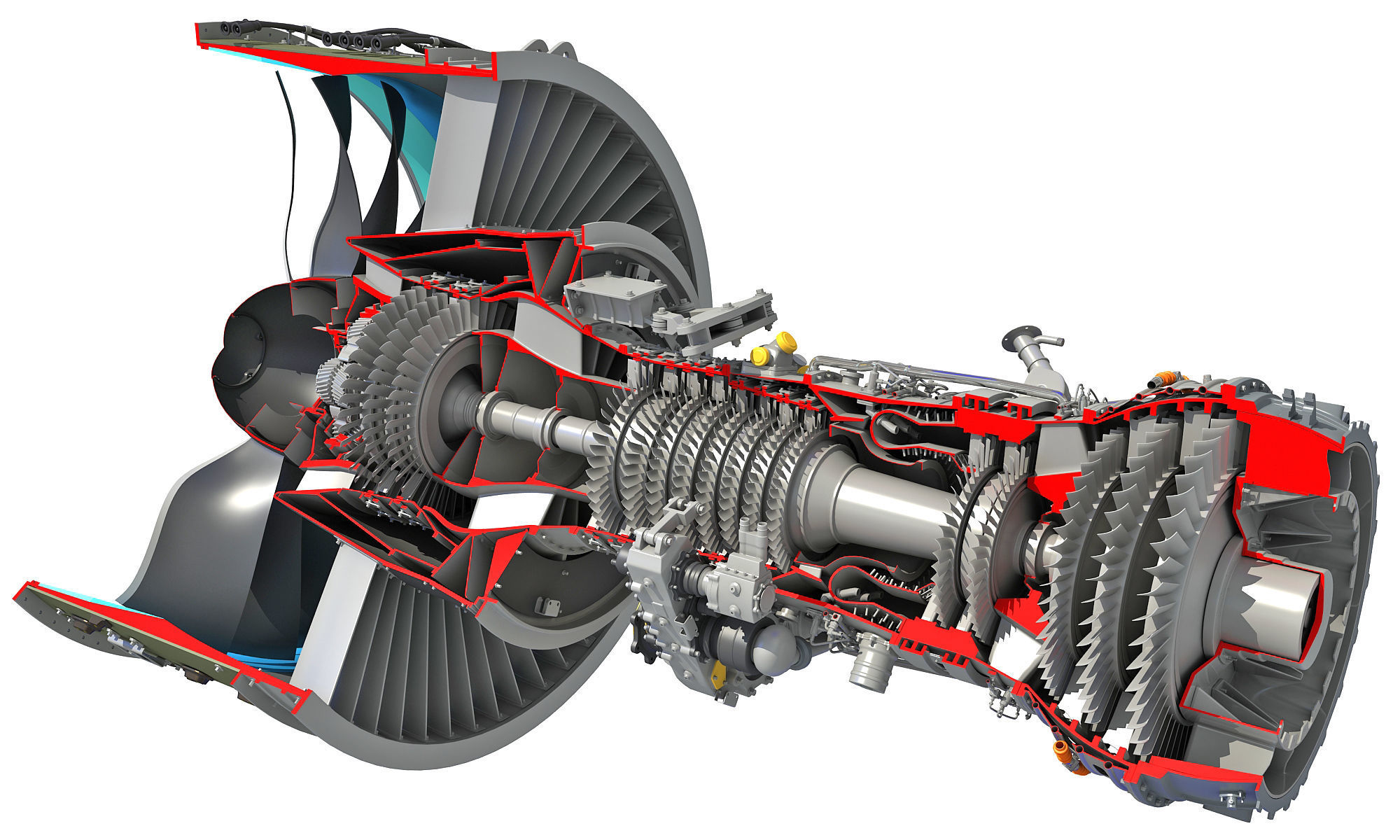 GTF Cutaway Turbofan Engine 3D model_2