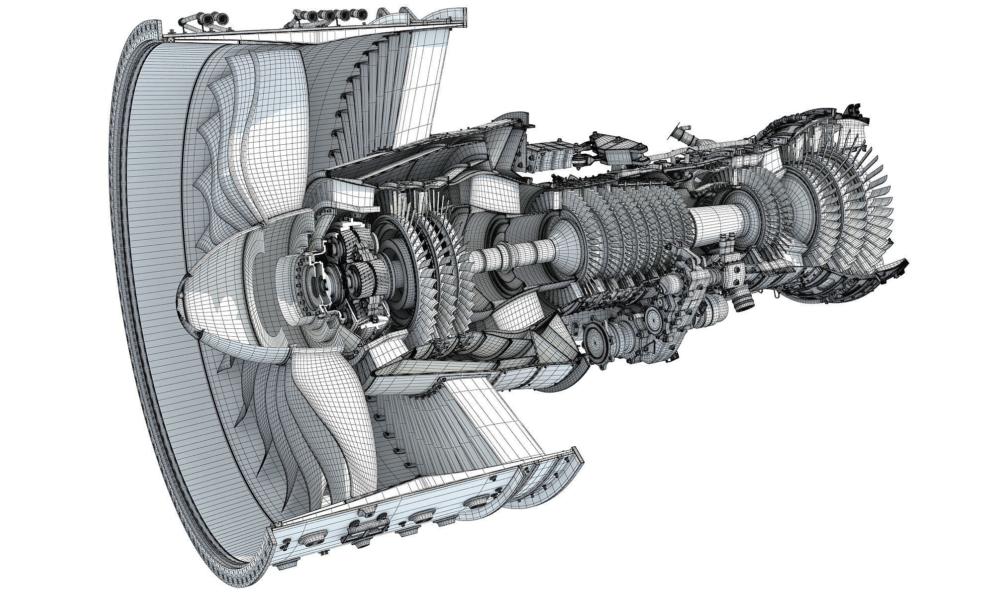 GTF Cutaway Turbofan Engine 3D model_15