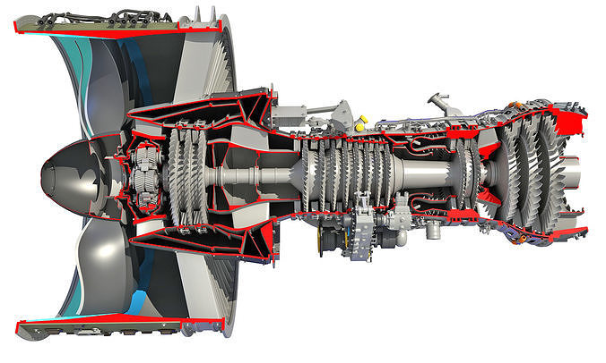 GTF Cutaway Turbofan Engine 3D model