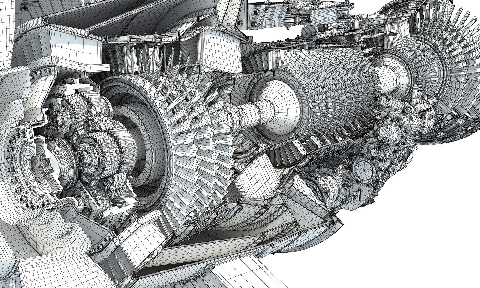 GTF Cutaway Turbofan Engine 3D model_20
