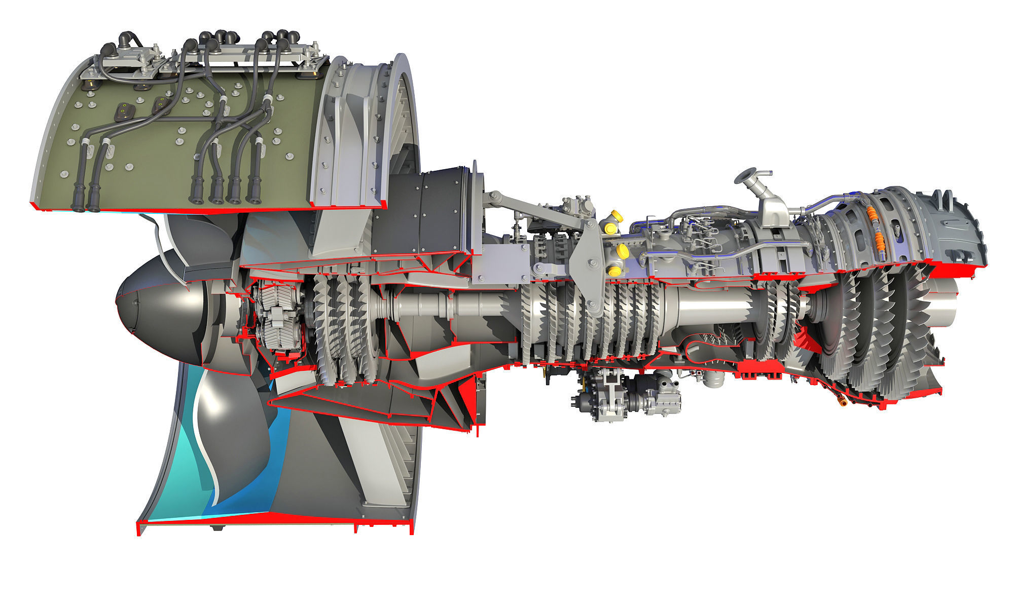 GTF Cutaway Turbofan Engine 3D model_11