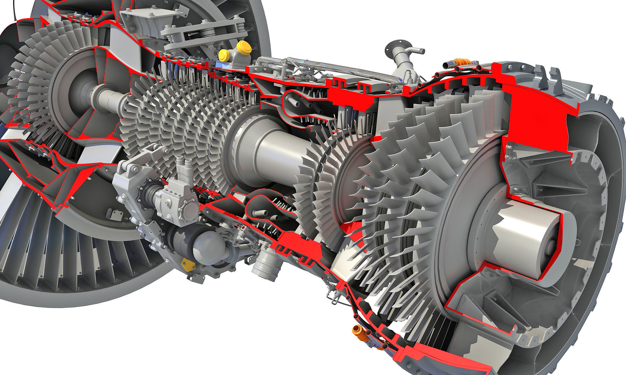GTF Cutaway Turbofan Engine 3D model_14