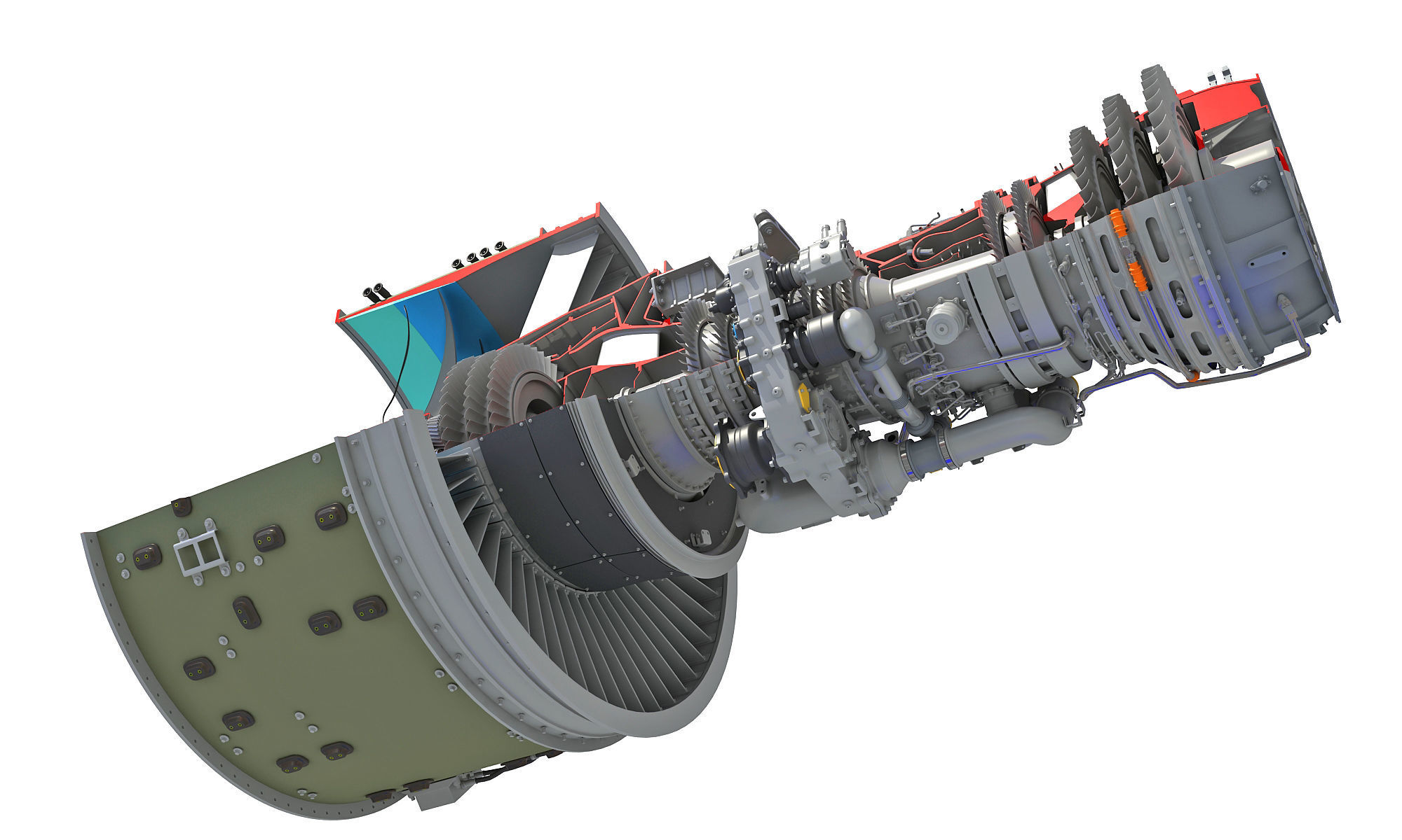 GTF Cutaway Turbofan Engine 3D model_8