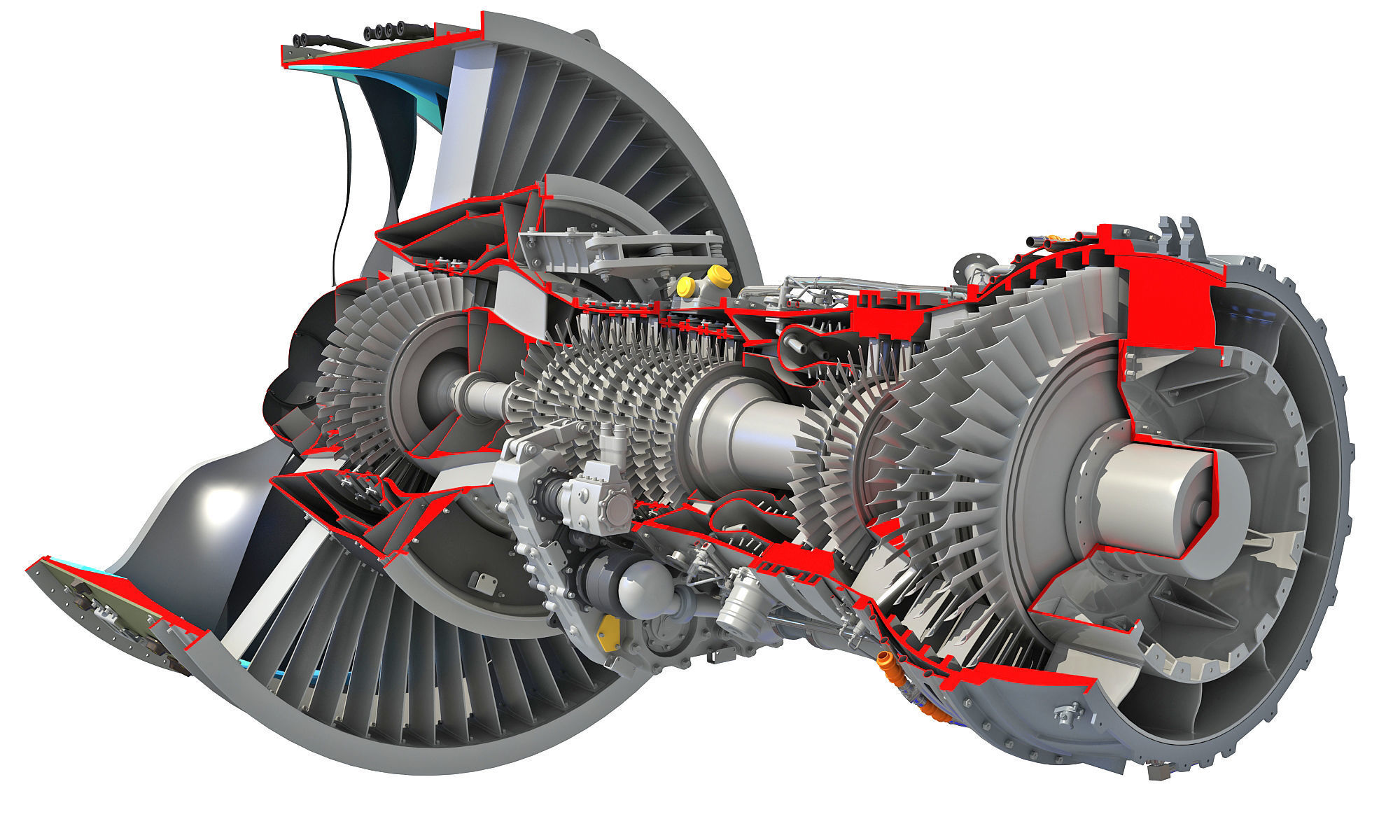 GTF Cutaway Turbofan Engine 3D model_3