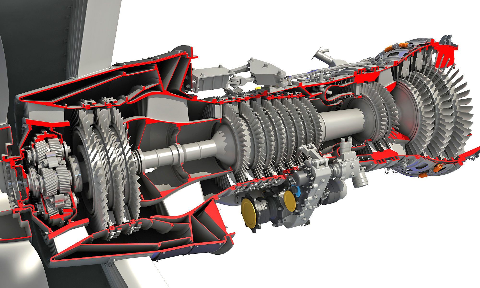 GTF Cutaway Turbofan Engine 3D model_12