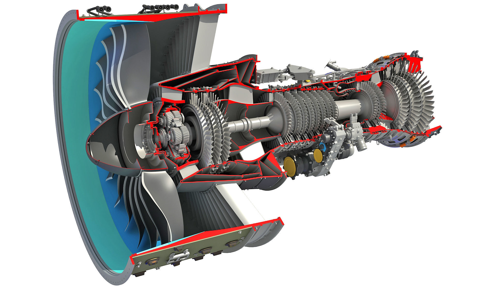 GTF Cutaway Turbofan Engine 3D model_1