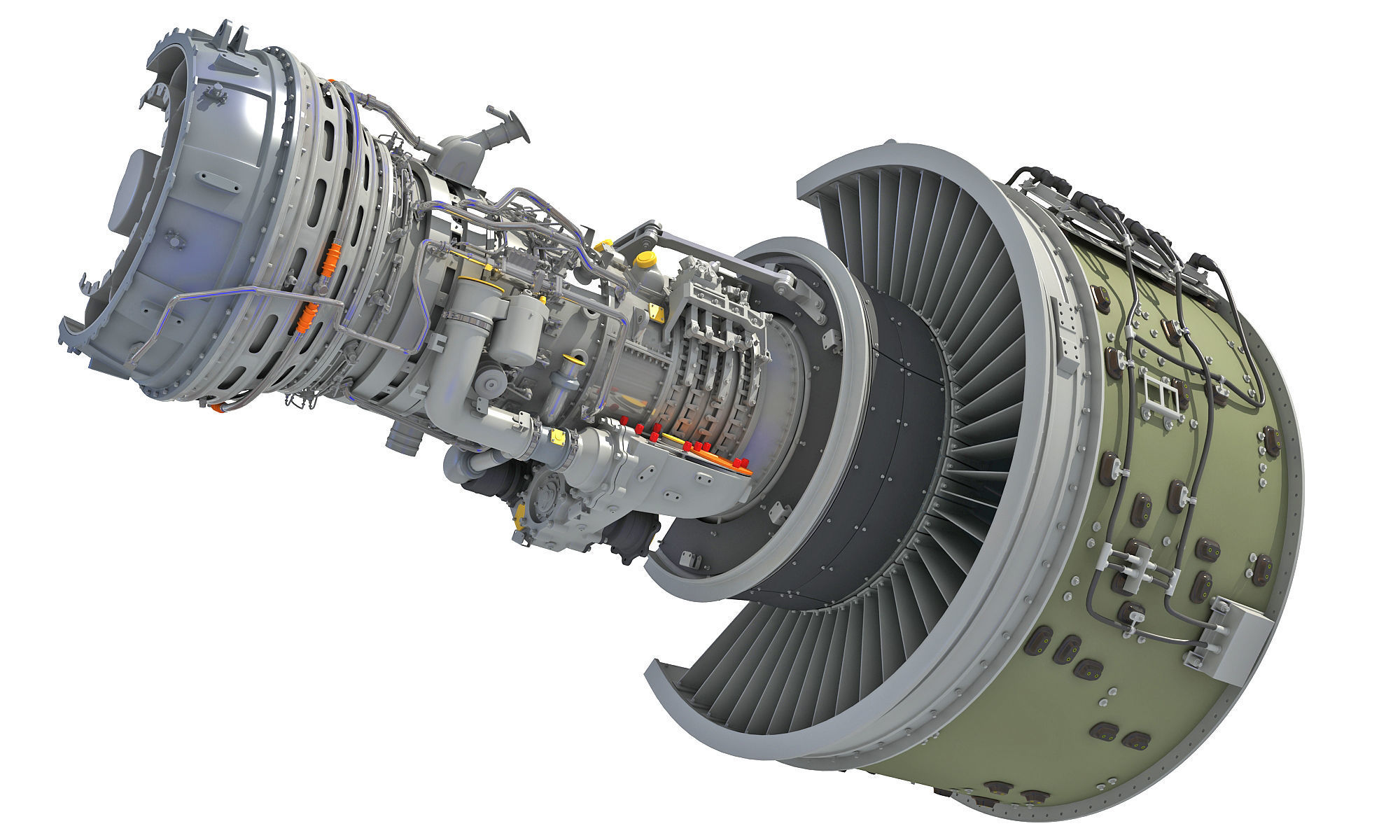 GTF Cutaway Turbofan Engine 3D model_7