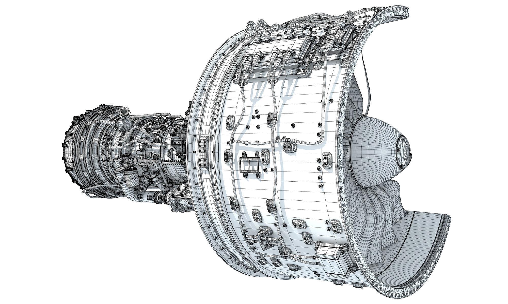 GTF Cutaway Turbofan Engine 3D model_19
