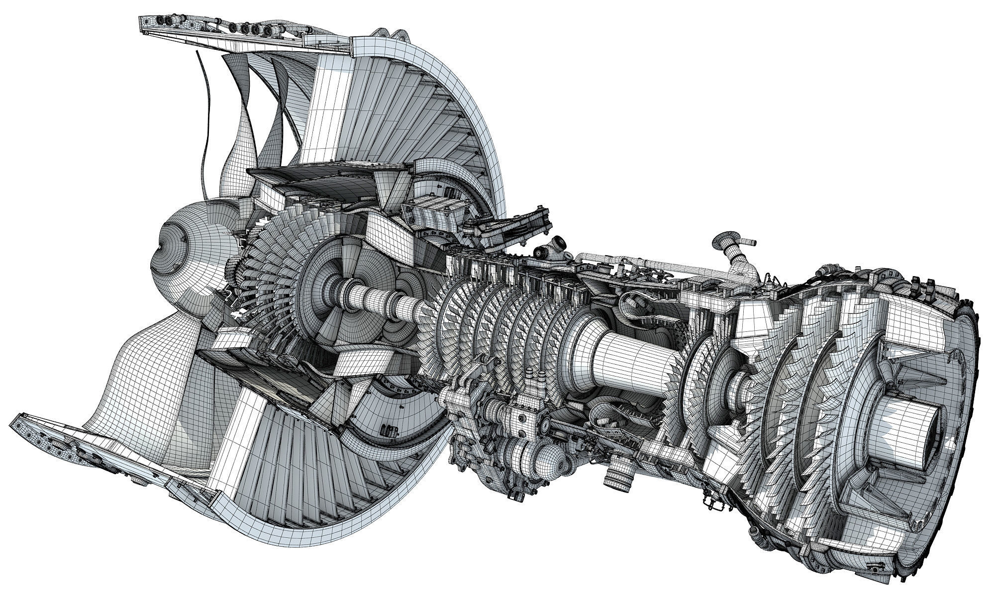 GTF Cutaway Turbofan Engine 3D model_17