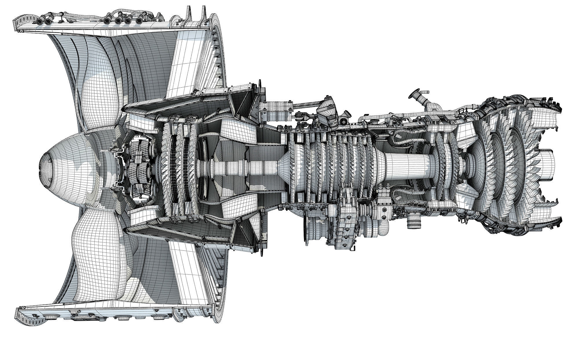 GTF Cutaway Turbofan Engine 3D model_16