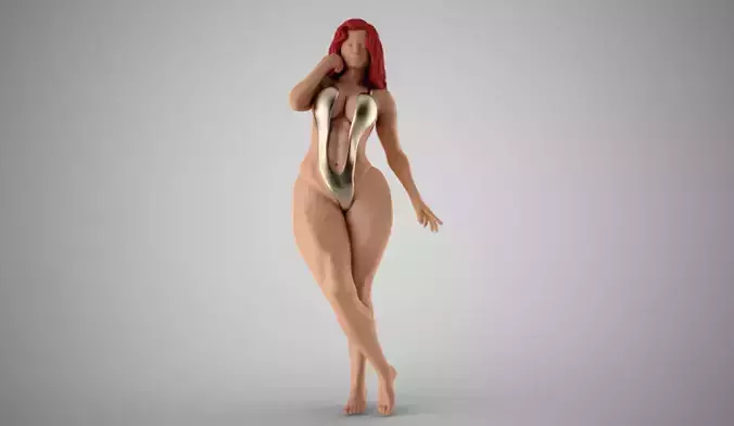 Undiscovered woman in gold bikini